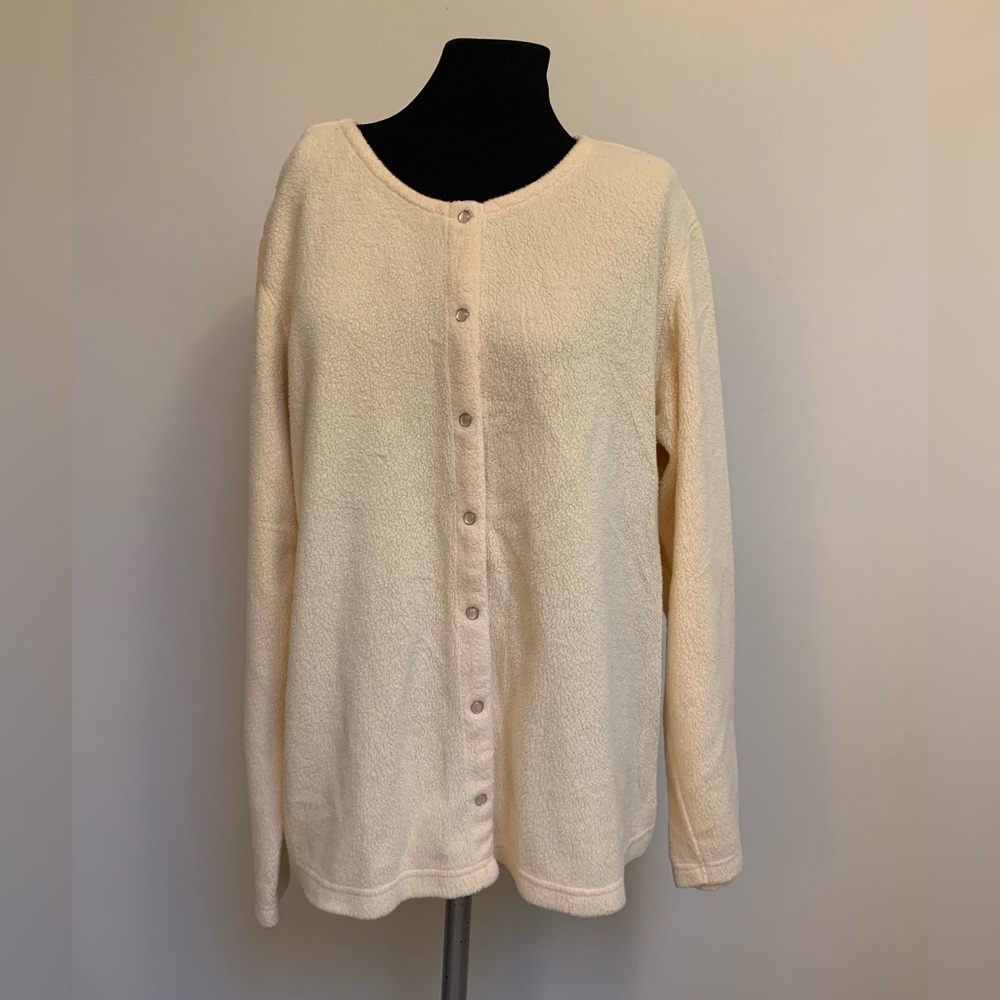 N.Y.L.-New York Laundry Yellow Fleece Jacket-Yellow-Button Close-Round Neck-XL